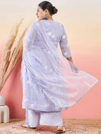 Sztori Floral Printed Round Neck A-Line Kurta with Palazzo & Dupatta | Grocsy