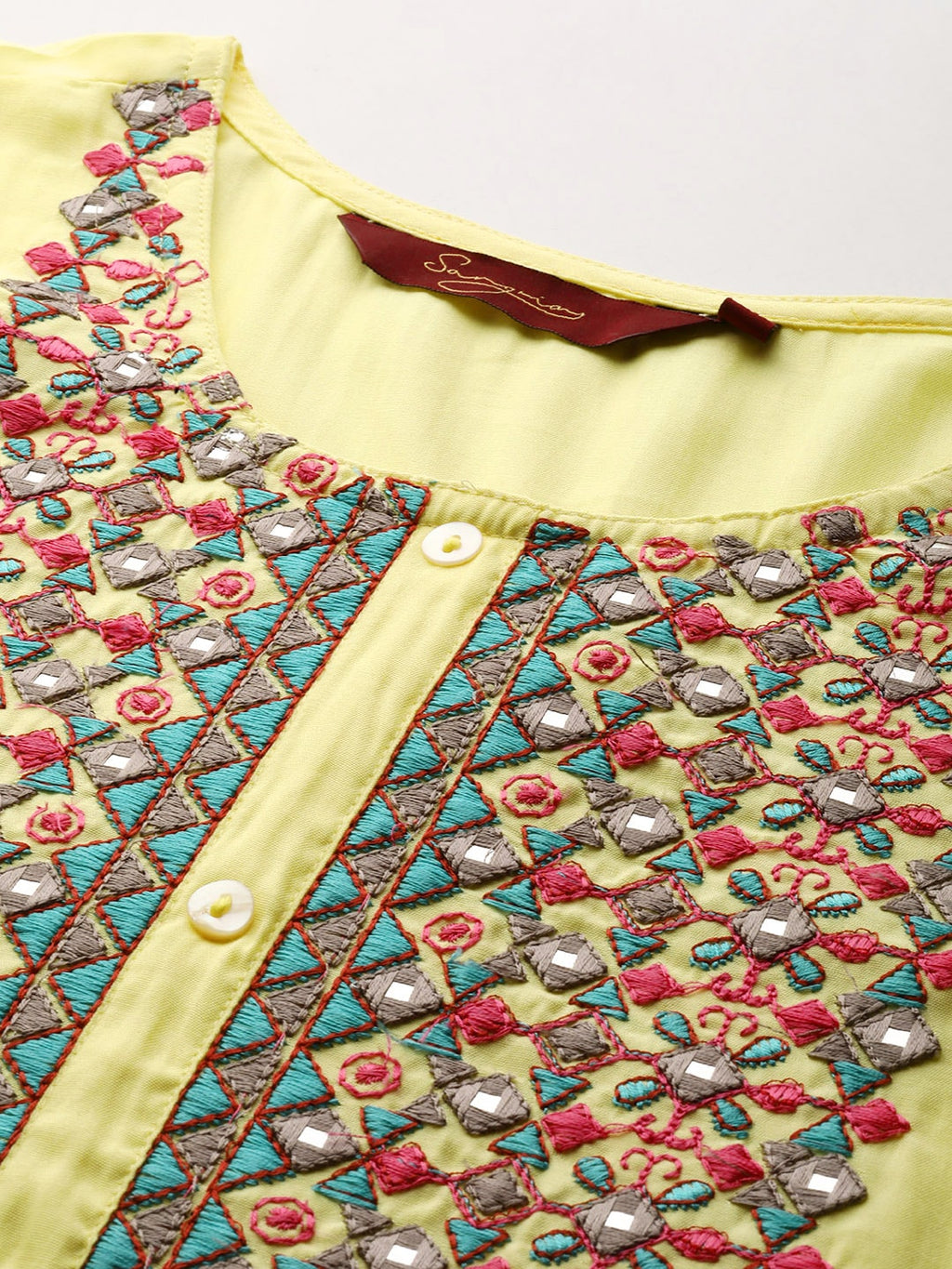 Sangria Women Ethnic Motifs Embroidered Kurta With Trousers & Dupatta | Grocsy