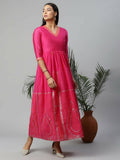 Ahalyaa Womens Pink Crepe Printed Dress | Grocsy