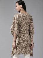 Yufta Women Brown & Beige Printed Kaftan Kurta | Grocsy