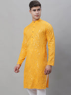 Sojanya Ethnic Motifs Embroidered Sequinned Pure Cotton Kurta | Grocsy