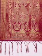 Saree Mall Magenta Ethnic Motifs Zari Silk Blend Banarasi Saree | Grocsy