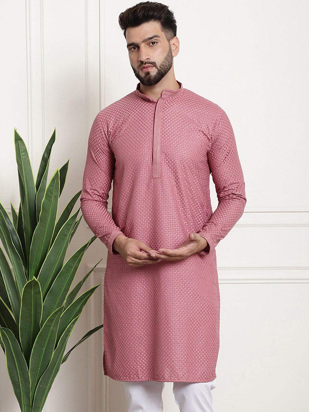 Sojanya Geometric Embroidered Thread Work Pure Cotton Straight Kurta | Grocsy