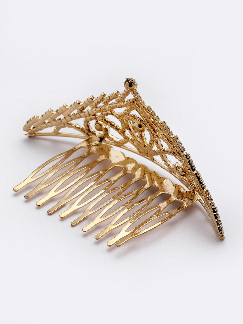 Panash Gold-Toned & White Embellished Comb Pin | Grocsy