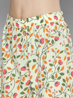 HERE&NOW Women Floral Printed Gotta Patti Pure Cotton Kurta with Sharara & Dupatta | Grocsy