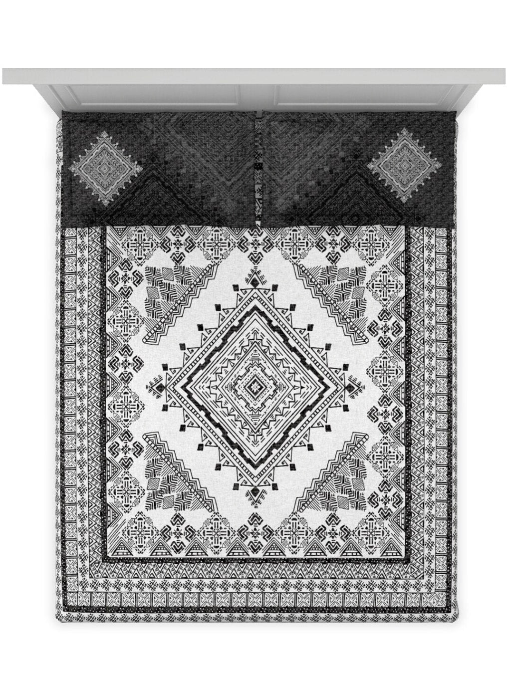 DDecor Live Beautiful Black & White 140 TC Cotton King Bedsheet & 2 Pillow Covers | Grocsy