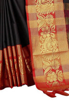 Vamika Banarasi Cotton Silk Weaving Black Saree (DOCTOR MOR BLACK) | Grocsy