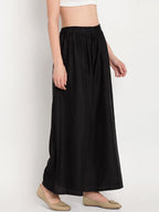 TAG 7 Women Black Solid Flared Palazzos | Grocsy