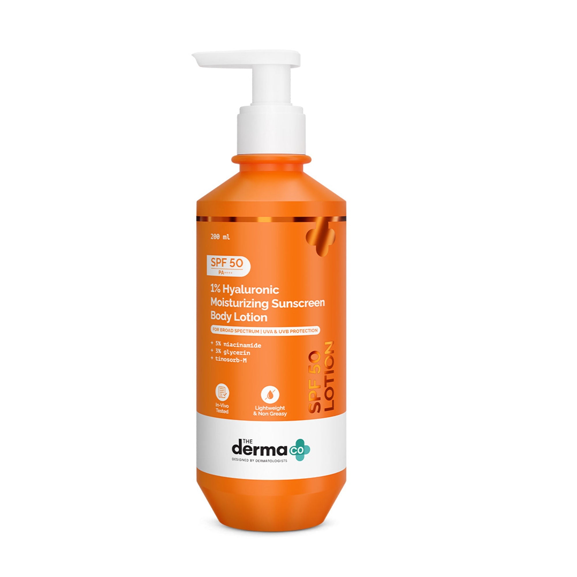 The Derma Co 1% Hyaluronic Moisturizing Sunscreen Body Lotion SPF 50 PA++++ | Grocsy
