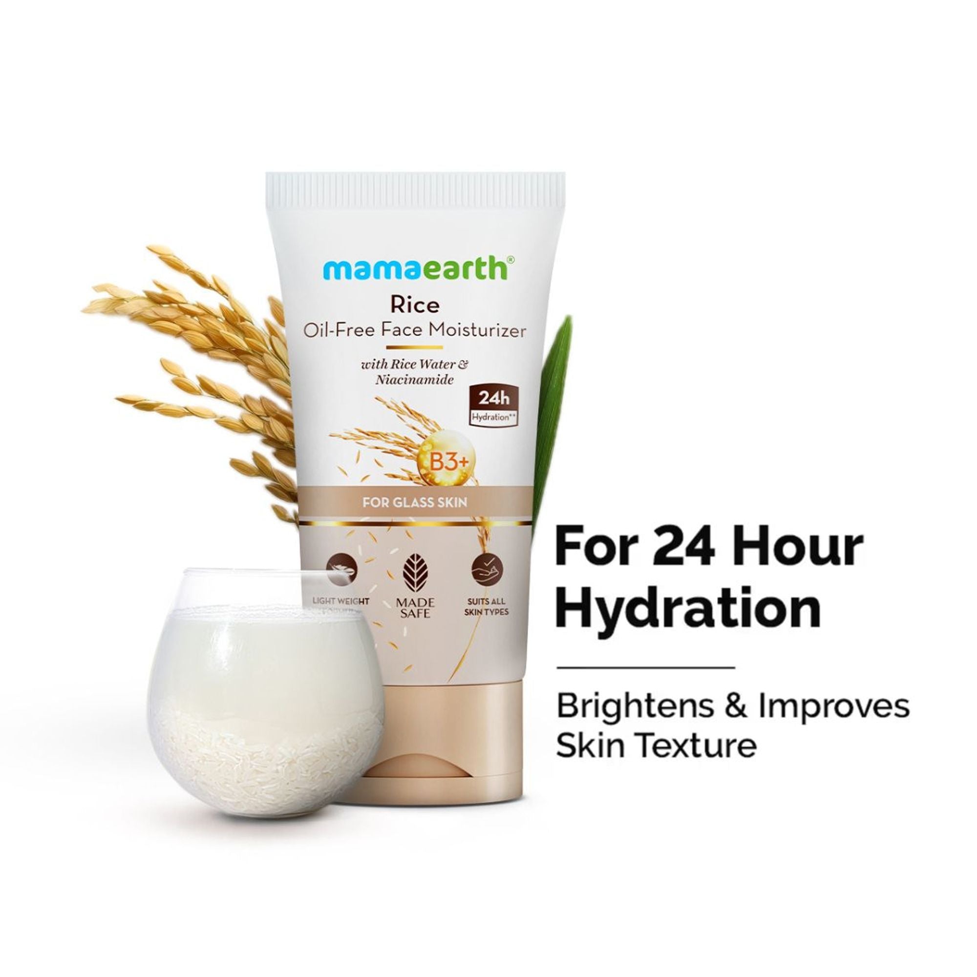 Mamaearth Rice Oil-Free Face Moisturizer For Oily Skin | Grocsy