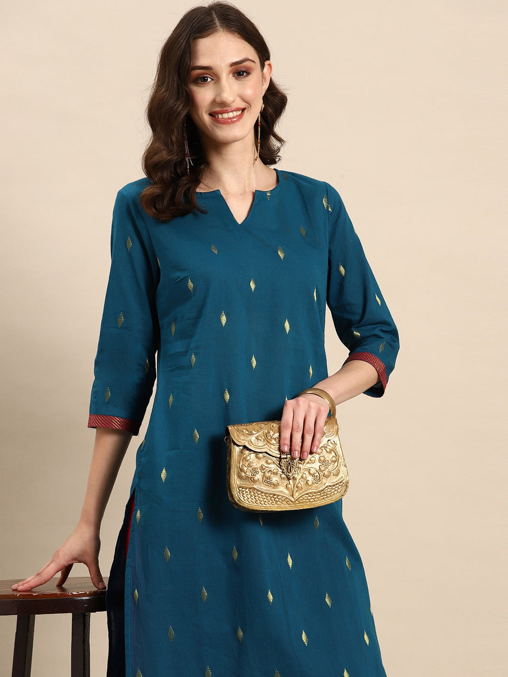 Sangria Geometric Printed Kurta | Grocsy