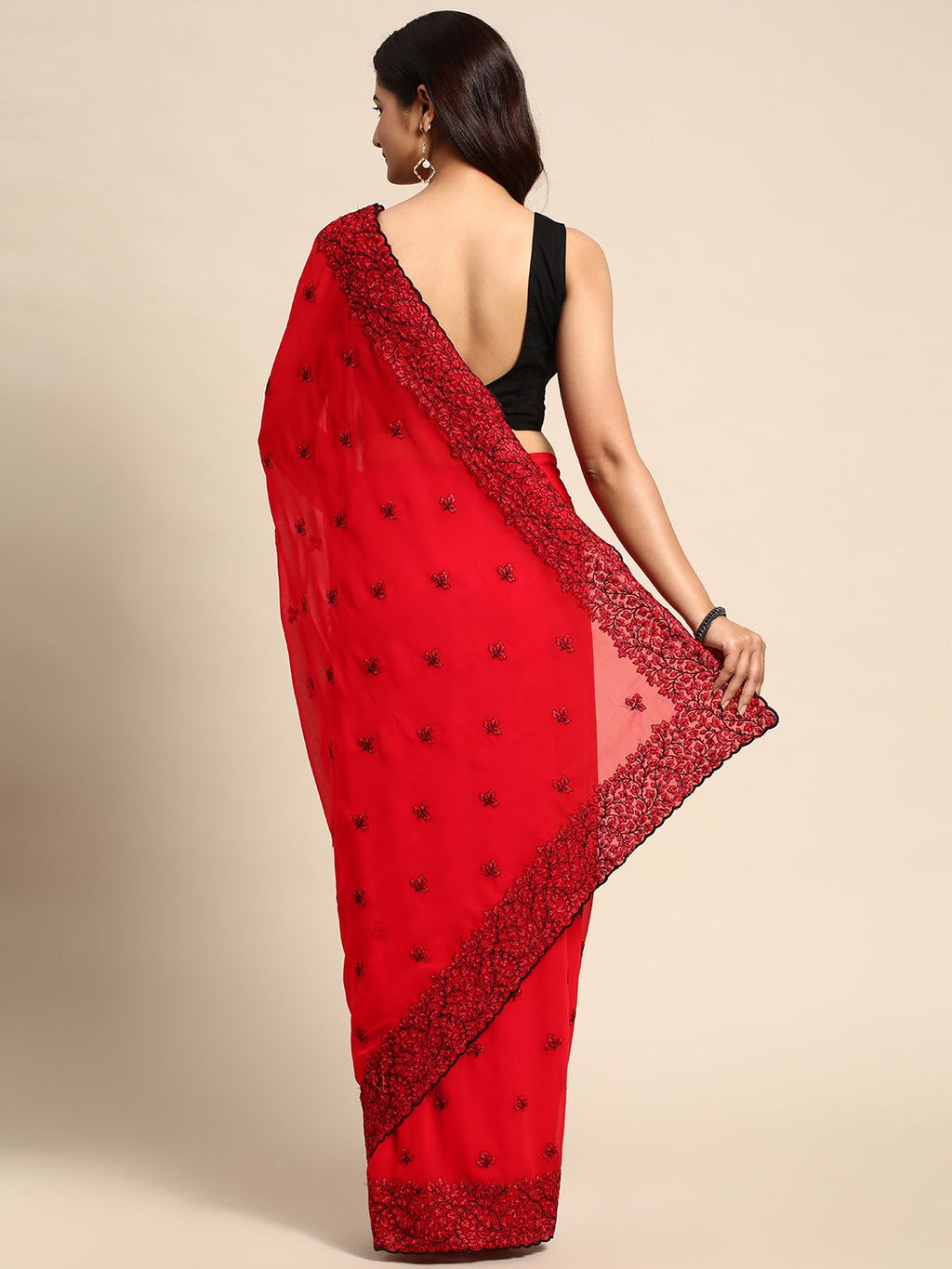 kasee Floral Pure Chiffon Saree | Grocsy