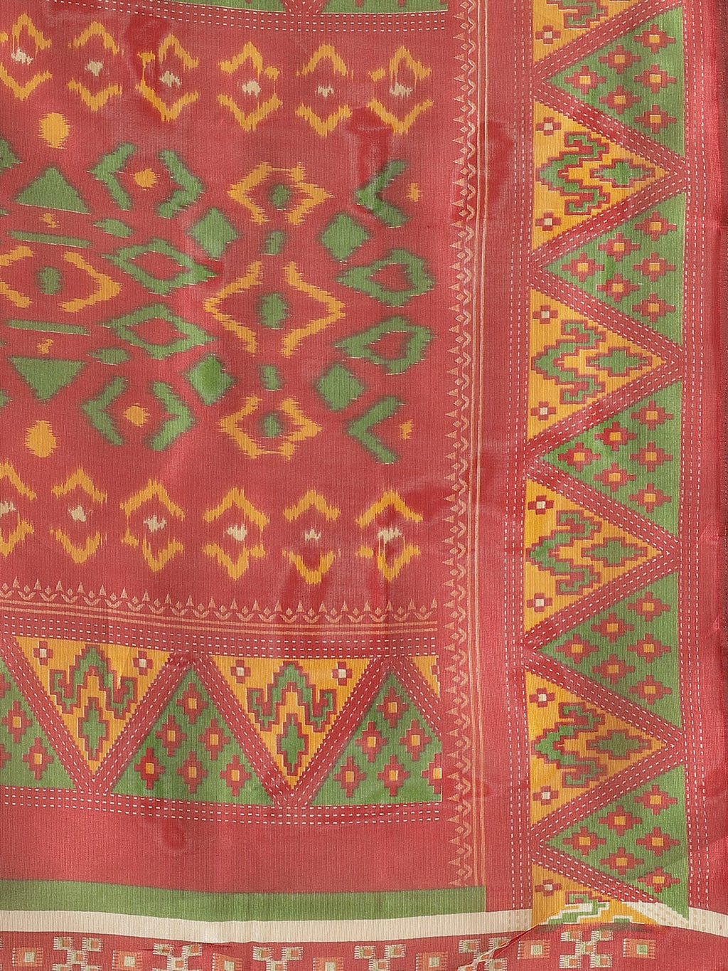 Saree Mall Rust Red & Mustard Yellow Printed Saree | Grocsy