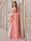 Tikhi Imli Peach Abstract Woven Design Half And Half Saree | Grocsy