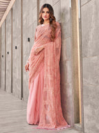 Tikhi Imli Peach Abstract Woven Design Half And Half Saree | Grocsy