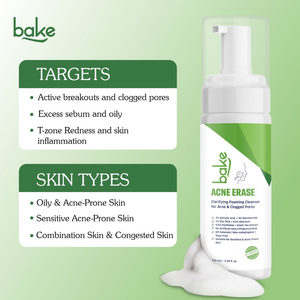 Bake Acne Erase Foaming Face Wash | Grocsy