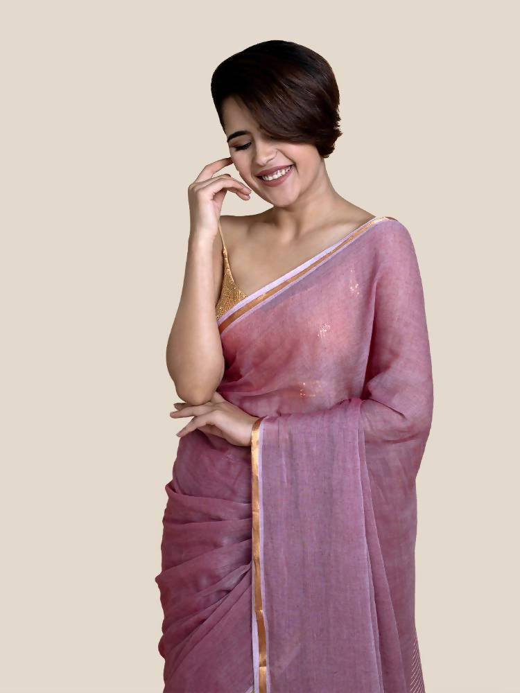 Suta Women Maroon Mul Cotton Saree With Zari Border And Ghicha Pallu | Grocsy