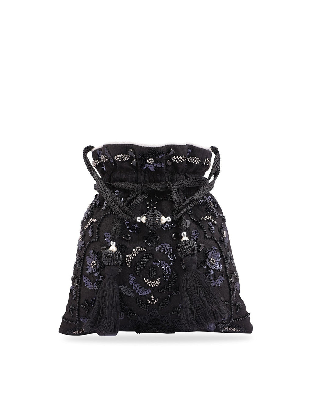 Masq Black & White Embroidered Potli Clutch | Grocsy
