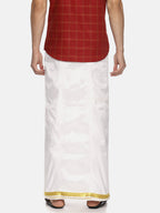 Sethukrishna White Solid Readymade Dhoti For Men | Grocsy