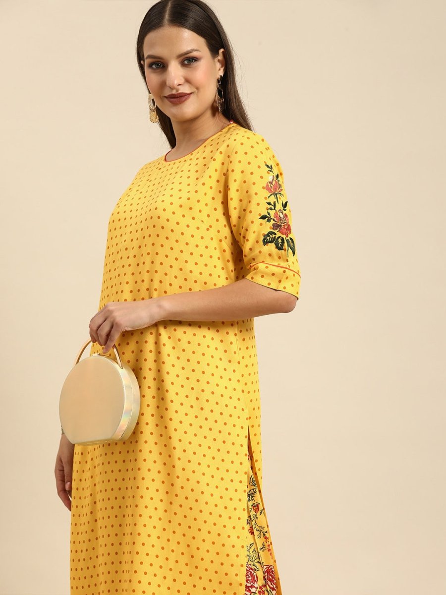 All About You Women Yellow Printed Kurta with Palazzos | Grocsy