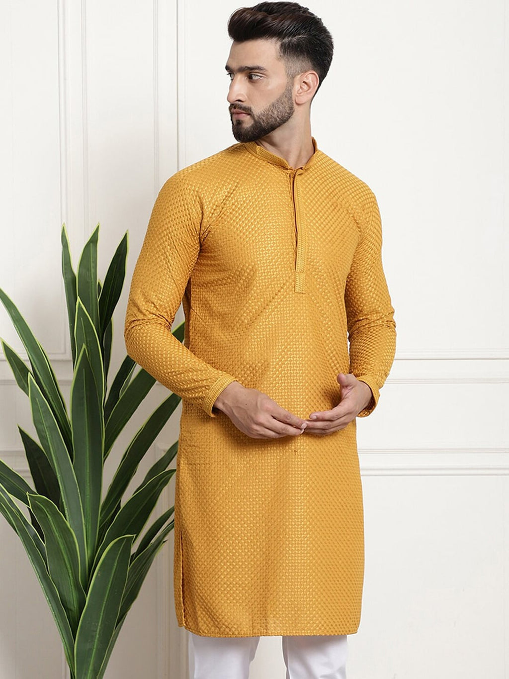 Sojanya Geometric Embroidered Thread Work Pure Cotton Straight Kurta | Grocsy