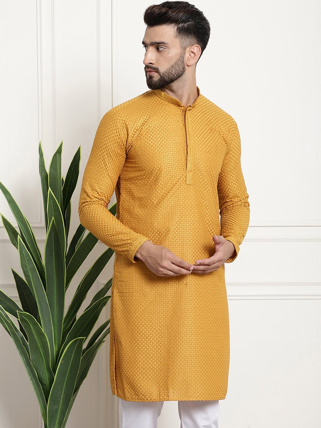 Sojanya Geometric Embroidered Thread Work Pure Cotton Straight Kurta | Grocsy