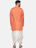 Sethukrishna Mens Orange Kurta with Dhoti Pants | Grocsy