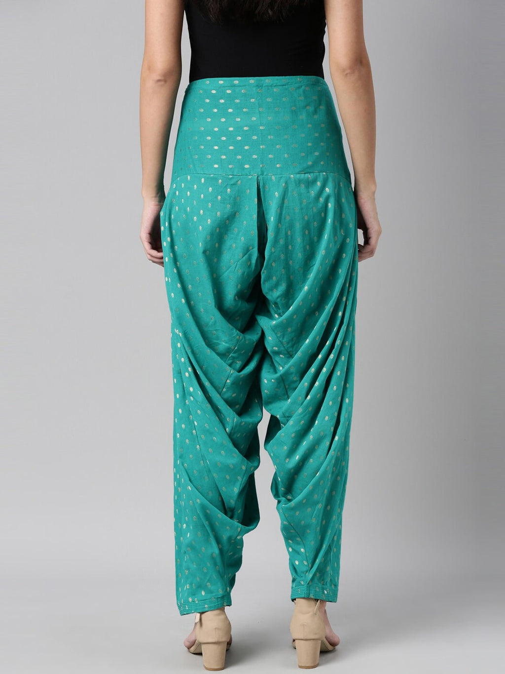 Souchii Sea Green Woven Design Pure Cotton Jacquard Patiala | Grocsy