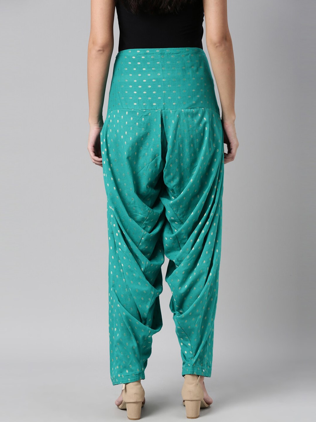 Souchii Sea Green Woven Design Pure Cotton Jacquard Patiala | Grocsy