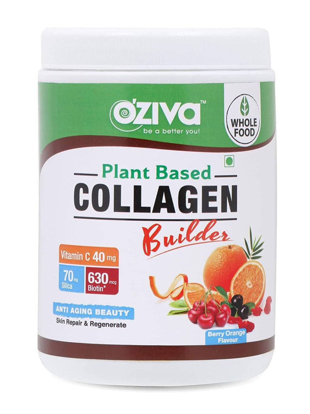 OZiva Vegan Collagen Builder with Biotin & Vitamin C For Brighter & Youthful Skin | Collagen Supplement For Women & Men | Plant Based Collagen Powder | Grocsy