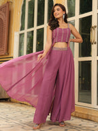 Janasya Lavender Georgette Embellished Co-Ords | Grocsy