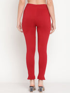 TAG 7 Set Of 2 Pink & Red Solid Leggings | Grocsy