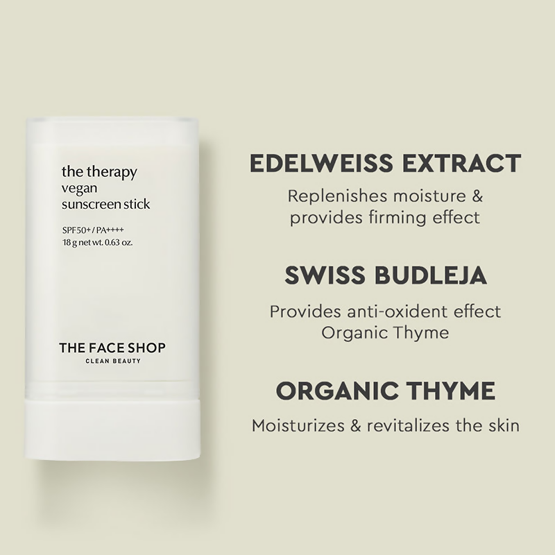 The Face Shop The Therapy Vegan Sunscreen Stick SPF 50+ - Korean Skincare | Grocsy
