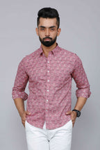 Miravan Men's Pink Spread Collar Floral Print Casual Shirt | Grocsy