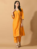 Myshka Women's Yellow Solid Party Kurta Sets | Grocsy