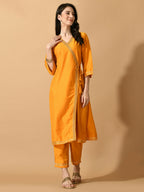 Myshka Women's Yellow Solid Party Kurta Sets | Grocsy