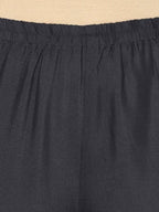 Aniyah Rayon Dark Grey Color Block Print Flared Slip-On Palazzo (AN-201K) | Grocsy