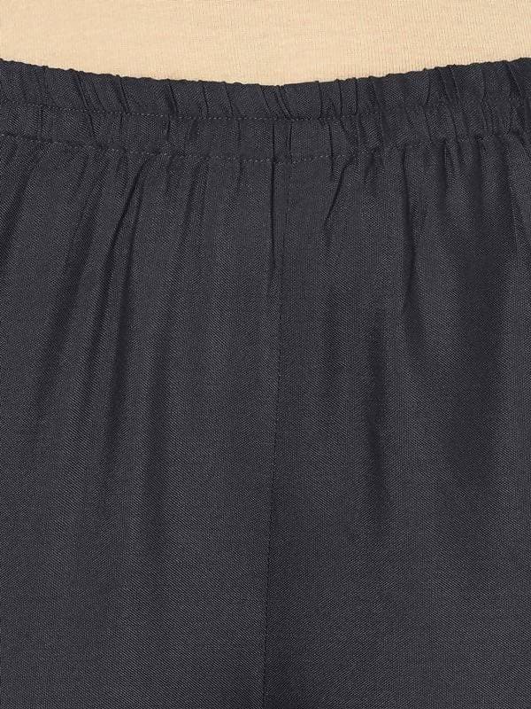 Aniyah Rayon Dark Grey Color Block Print Flared Slip-On Palazzo (AN-201K) | Grocsy
