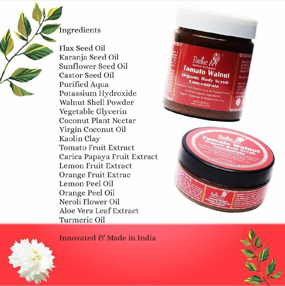Rustic Art Tomato Walnut Organic Body Scrub Concentrate | Grocsy