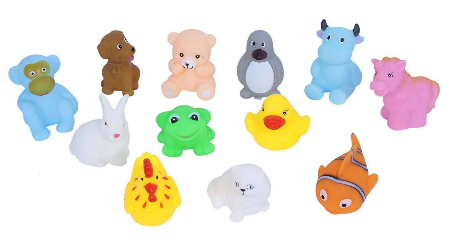 Cable World Plastic Baby Bath Chu Chu Colorful Animal Shape Toy (Multicolor, Multi Design) | Grocsy