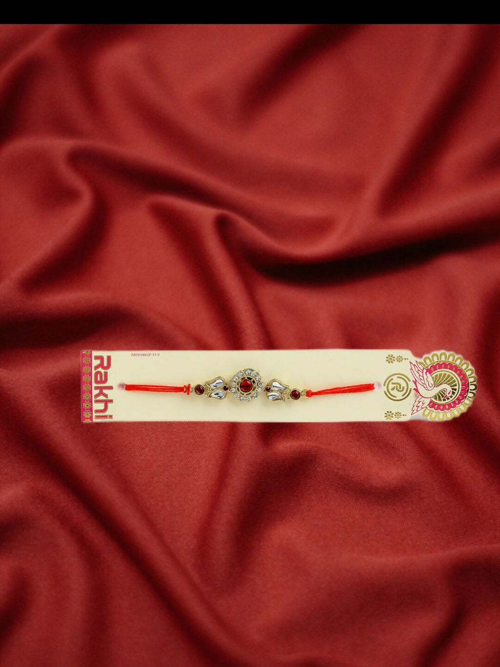 NVR Men Gold-Toned Stone-Studded Rakhi With Roli Chawal | Grocsy