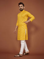 Anaita Yellow Embroidered Cotton Straight Kurta | Grocsy