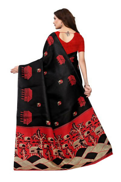 Vamika Latest Black Color Kalamkari With Jhalar Khadi Silk Saree | Grocsy