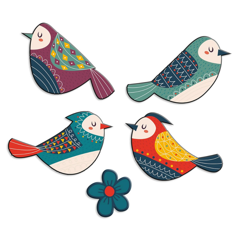 Artvibes Colorful Birds Decorative MDF Wooden Wall Art | Grocsy