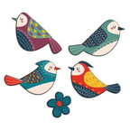 Artvibes Colorful Birds Decorative MDF Wooden Wall Art | Grocsy