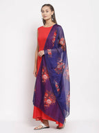 Myshka Women's Red Cotton Solid Sleeveless Round Neck Casual Kurta Dupatta Set | Grocsy