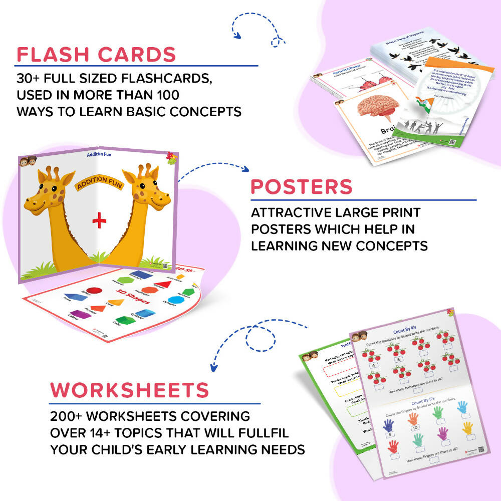 ClassMonitor KG2 Preschool Learning Educational Kit includes 300+ Early Learning Activity Sheets for kids of Age 4.5 - 5.5 Years | Grocsy