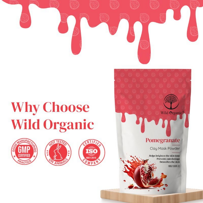 Wild Organic Pomegranate Clay Mask Powder | Grocsy