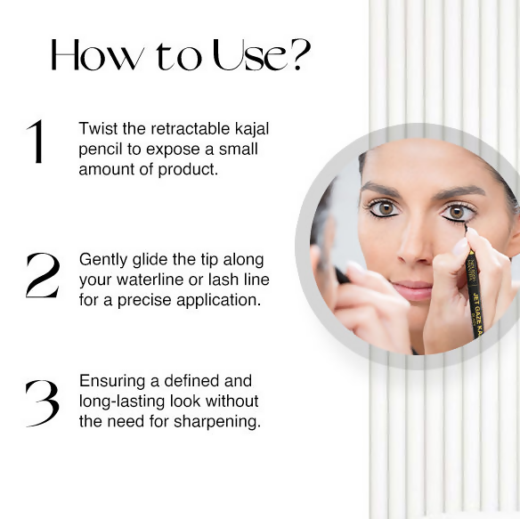 Nourish Mantra Jet Gaze Kajal Urban Rani - Black with Almond Oil & Vitamin E | Grocsy
