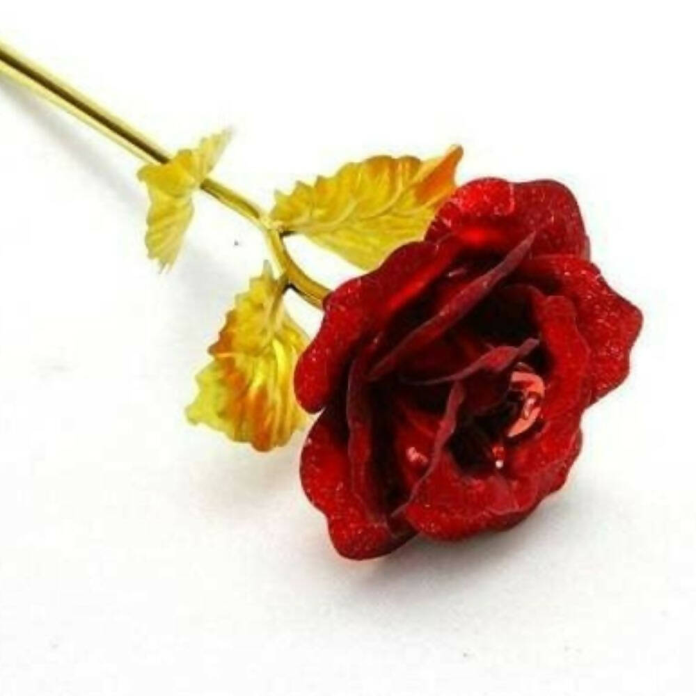 Wish Upon Artificial Golden Red Rose Flower Valentine's Day Gifts | Grocsy